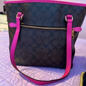 Pink and brown Coach purse